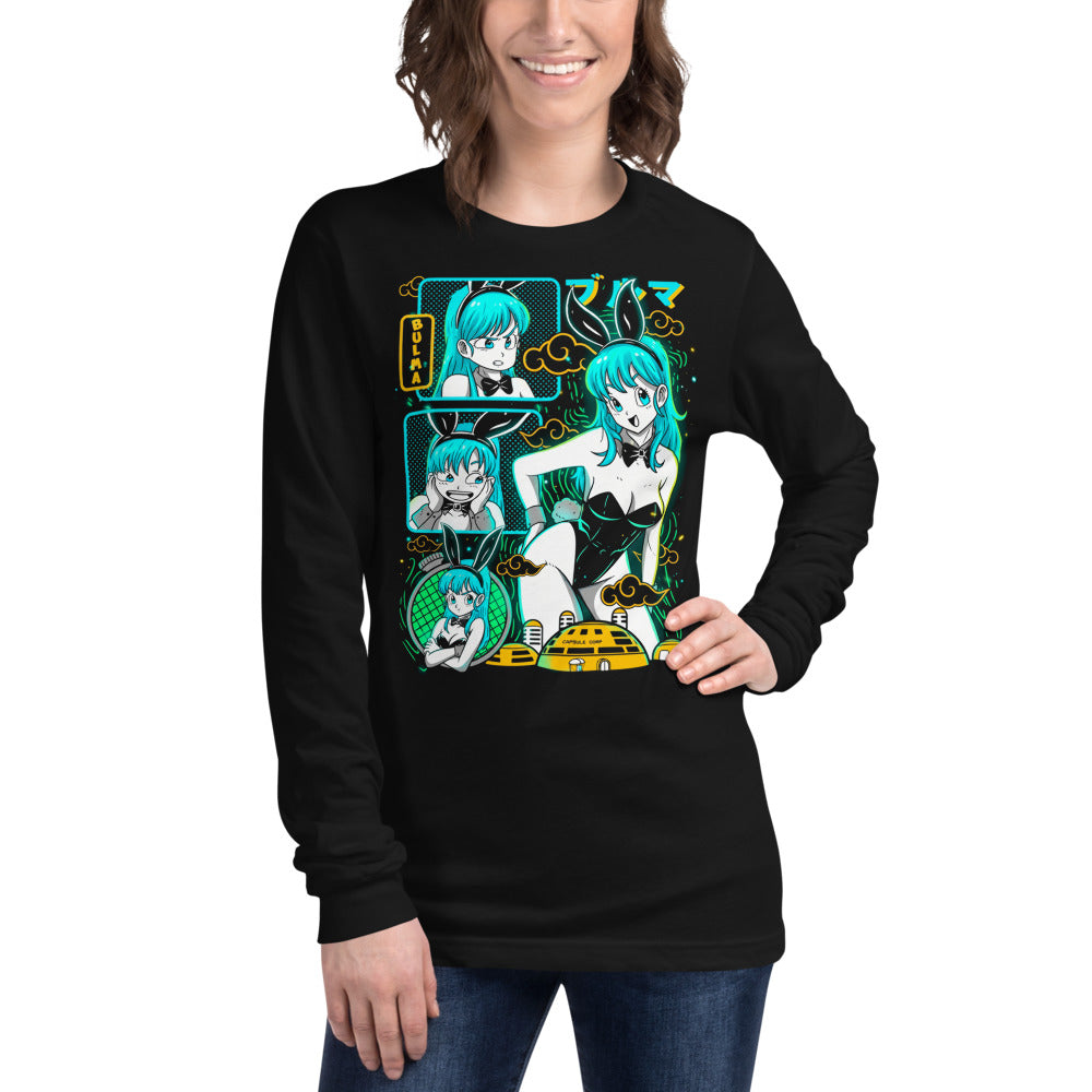 Manga Larga Dragon Ball Bulma Neon Panels Dragon Radar - Modelo femenina