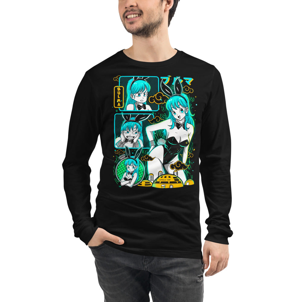 Manga Larga Dragon Ball Bulma Neon Panels Dragon Radar - Modelo masculino