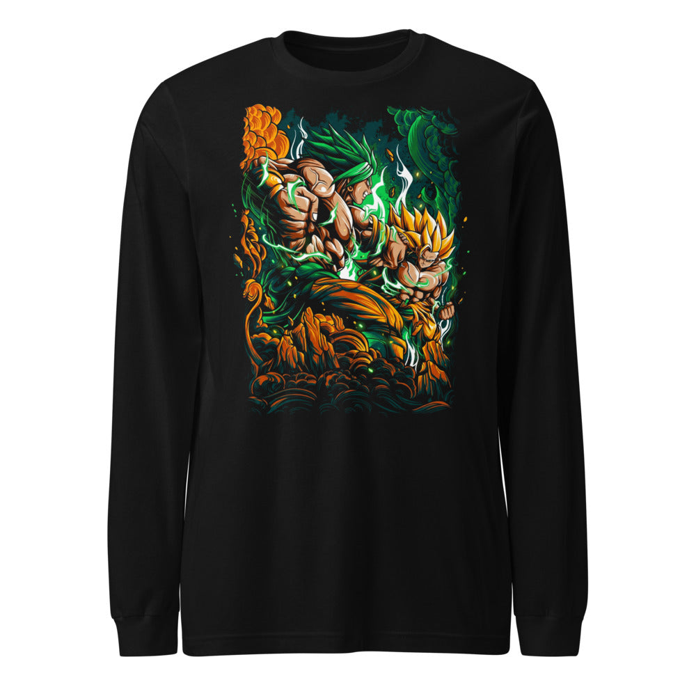 Manga Larga Dragon Ball Goku Vs Broly Green Aura - Frente