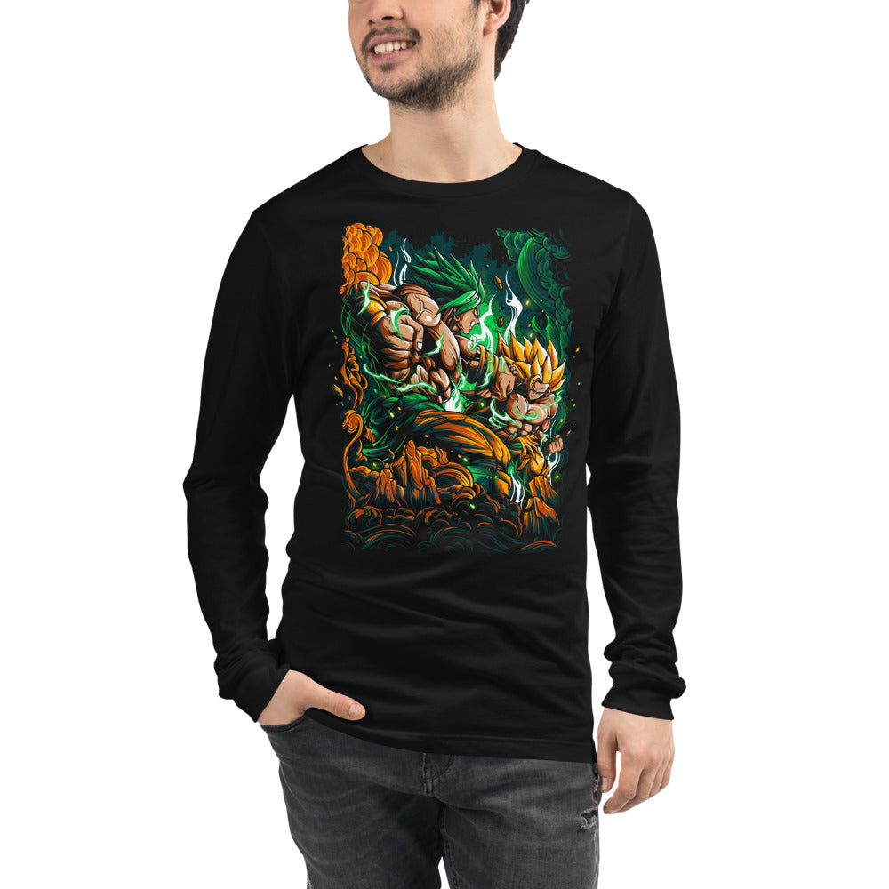 Manga Larga Dragon Ball Goku Vs Broly Green Aura - Modelo masculino