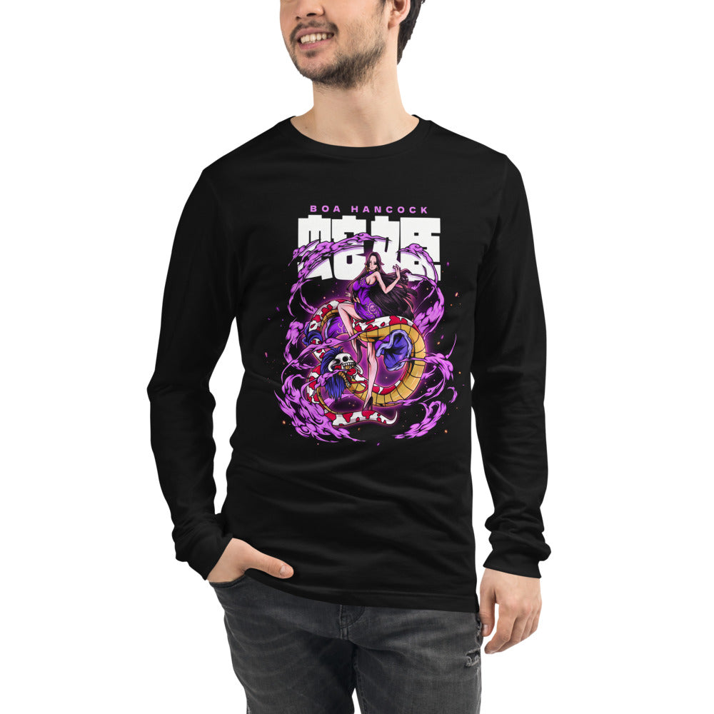 Manga Larga One Piece Boa Hancock Purple Snake Smoke - Modelo masculino