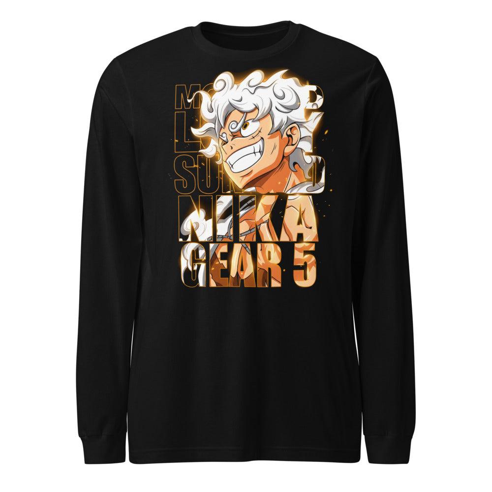 Manga Larga One Piece Luffy Gear 5 Nika Gold Typography - Frente