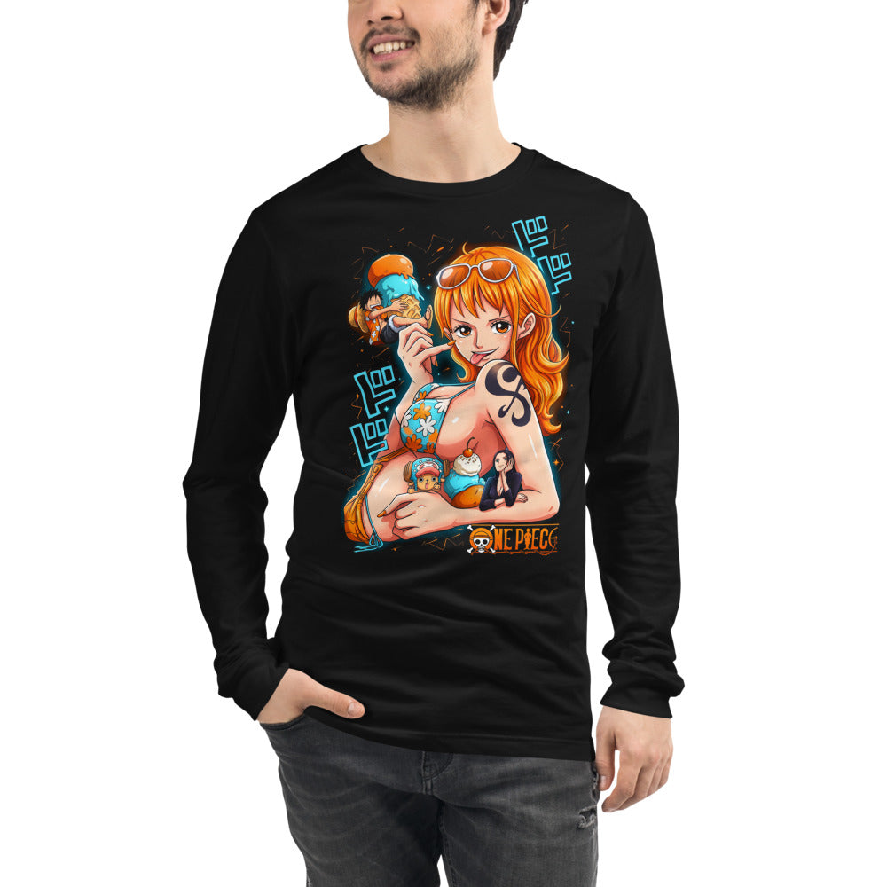 Manga Larga One Piece Nami Ice Cream Summer - Modelo masculino