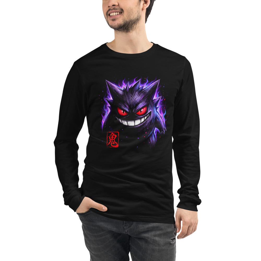 Manga Larga Pokemon Gengar Oni Kanji Red Seal - Modelo masculino