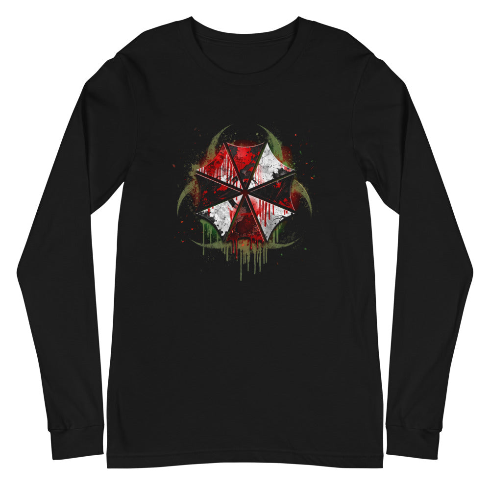 Manga Larga Resident Evil Umbrella Biohazard Grunge Logo - Plano