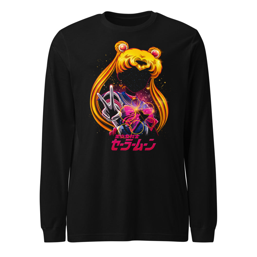 Manga Larga Sailor Moon Galaxy Face Peace Sign - Frente