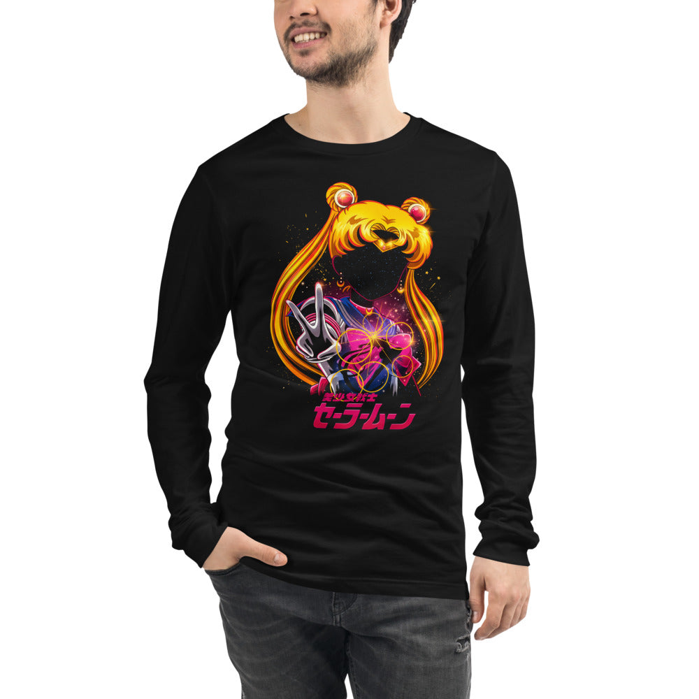 Manga Larga Sailor Moon Galaxy Face Peace Sign - Modelo masculino