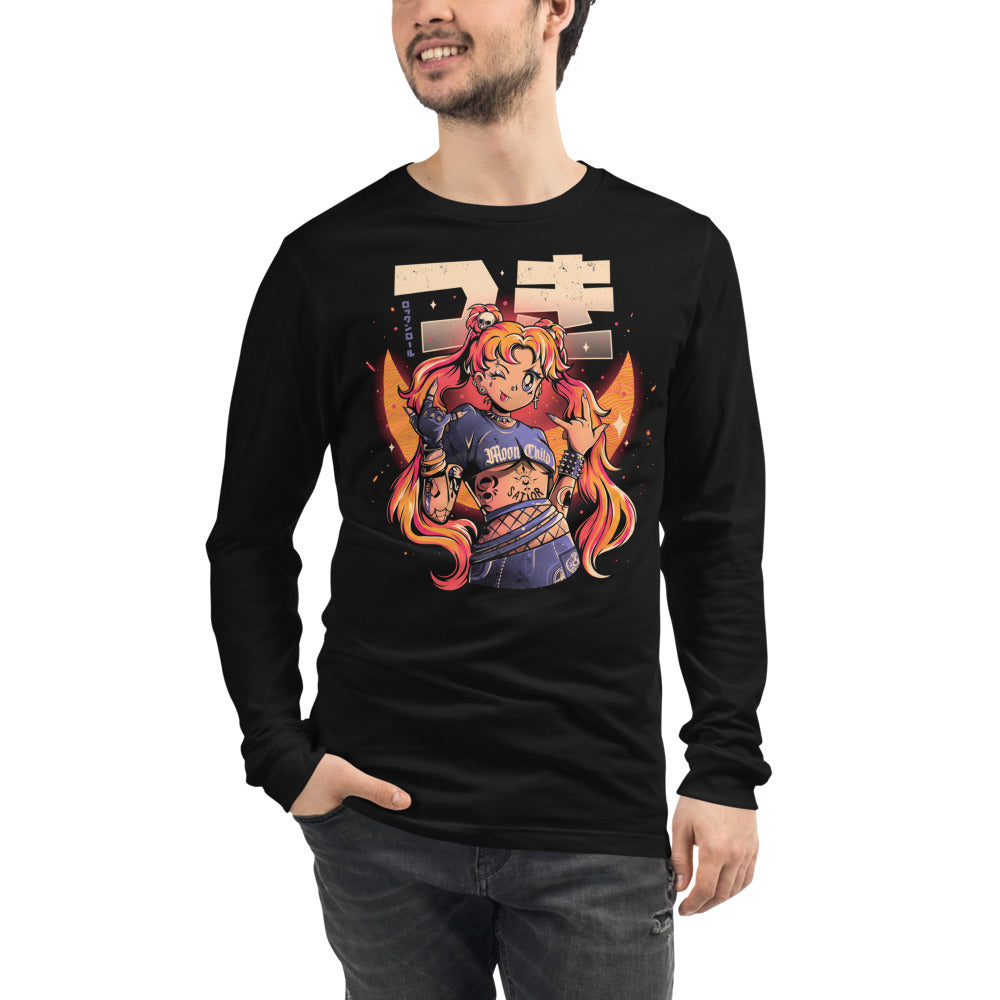 Manga Larga Sailor Moon Punk Rocker Moon Child - Modelo masculino