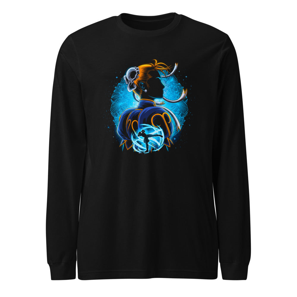 Manga Larga Street Fighter Chun-Li Blue Lotus Kick - Frente