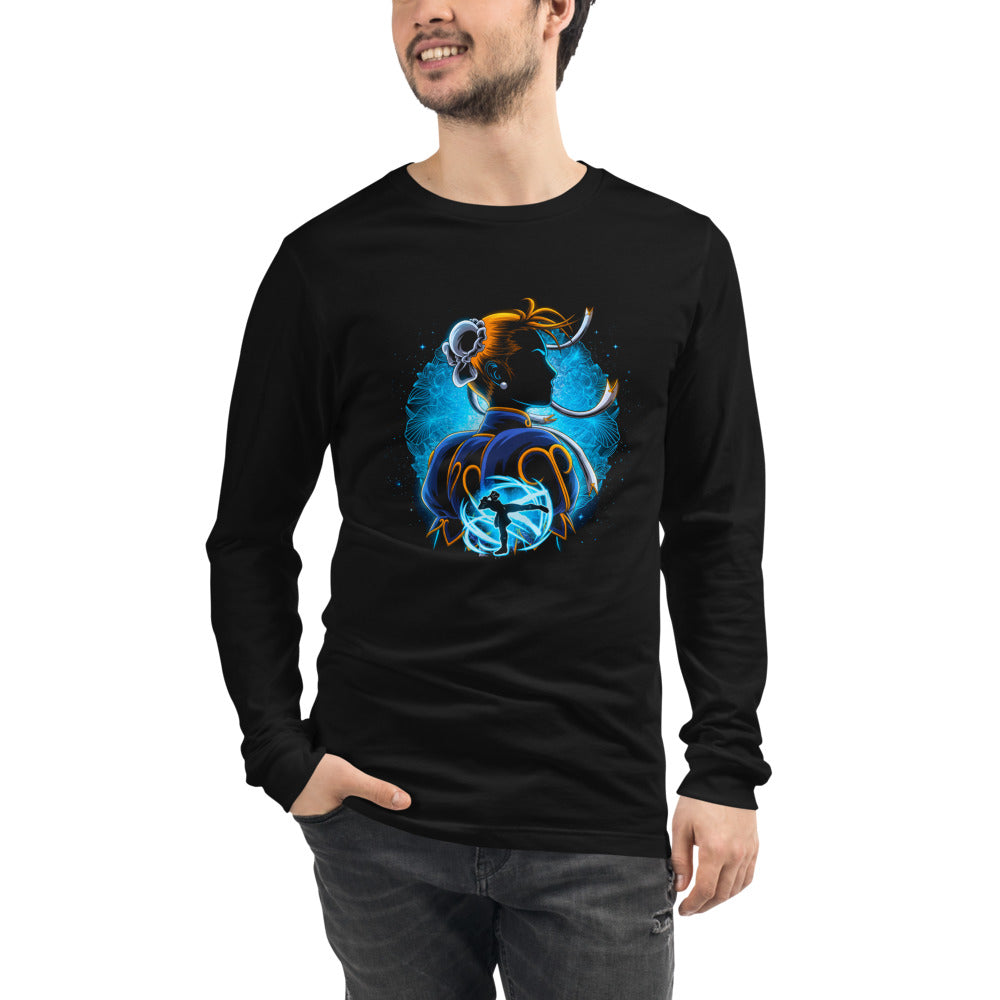 Manga Larga Street Fighter Chun-Li Blue Lotus Kick - Modelo masculino