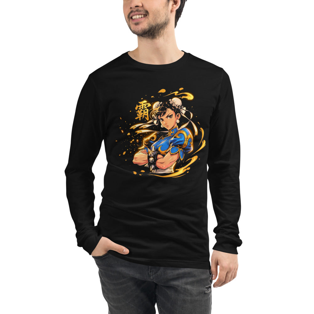 Manga Larga Street Fighter Chun Li Golden Spiked Bracelets - Modelo masculino