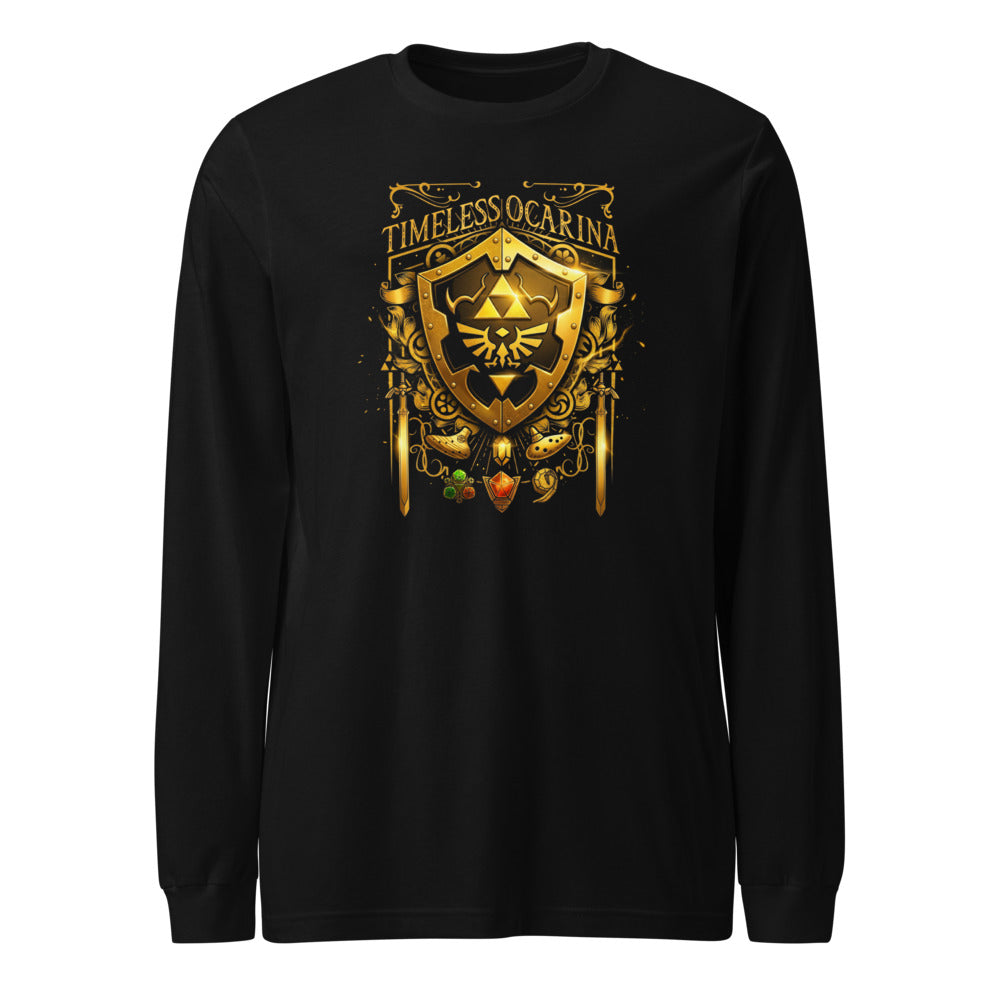 Manga Larga Timeless Ocarina Hylian Shield Crest - Frente