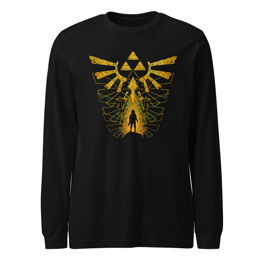 Manga Larga Zelda Link Silhouette Golden Hylian Crest - Frente