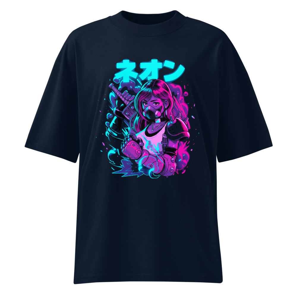 Oversize Neon Gas Mask Girl Cyberpunk Armor - Frente fantasma