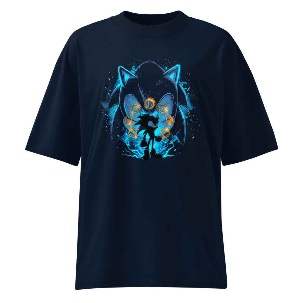 Oversize Sonic Giant Head Gold Rings Lightning - Frente fantasma
