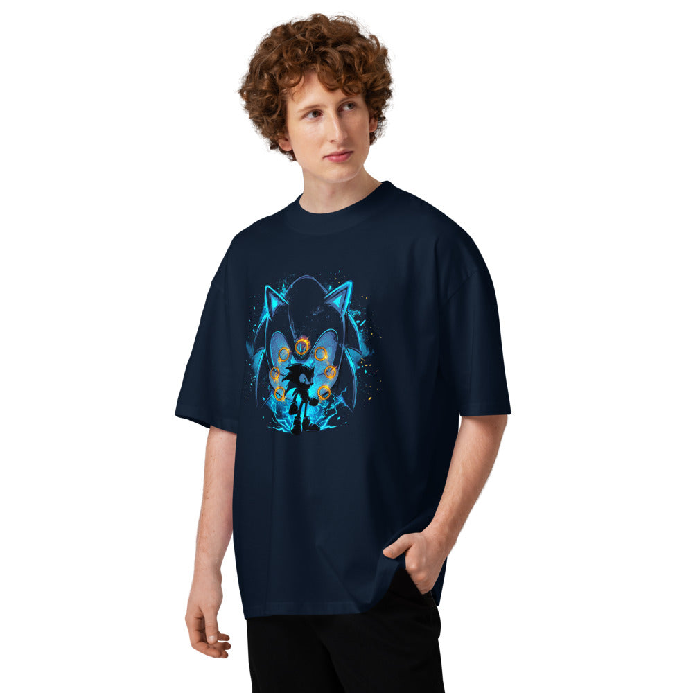 Oversize Sonic Giant Head Gold Rings Lightning - Modelo masculino