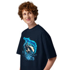 Oversize Water Wizard Blue Dragon Splash - Modelo masculino lateral