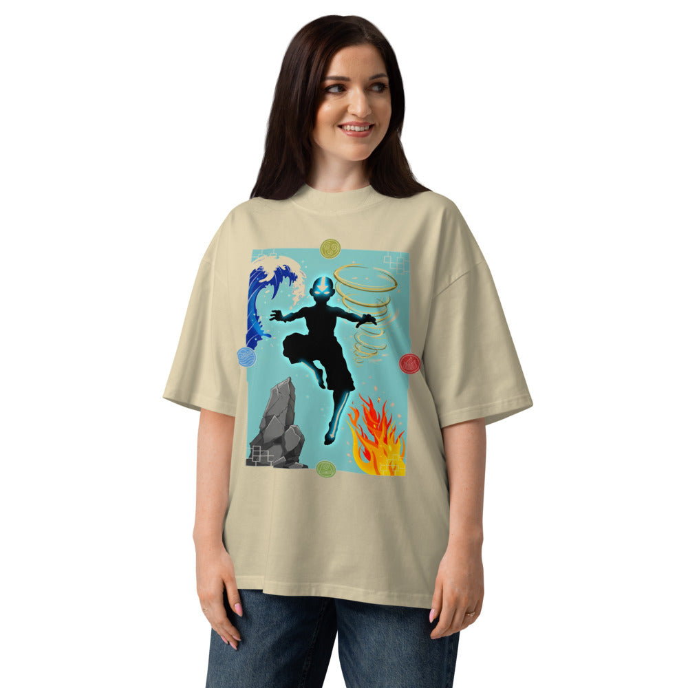 Oversize Avatar Aang Four Elements Silhouette - Modelo femenina