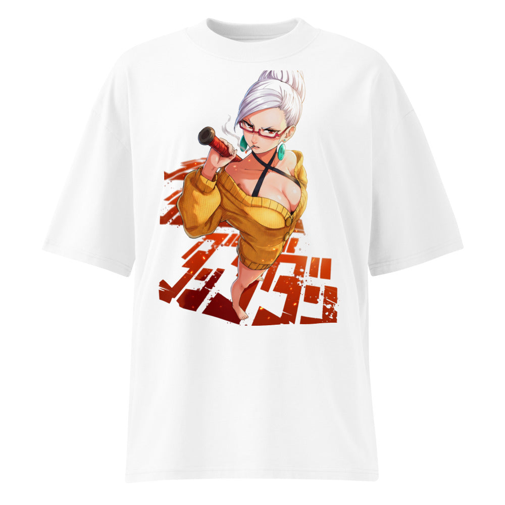 Oversize Anime Girl Yellow Sweater Red Glasses - Frente fantasma