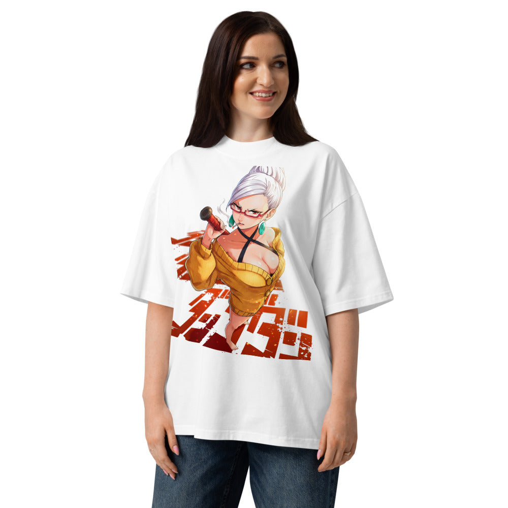 Oversize Anime Girl Yellow Sweater Red Glasses - Modelo femenina