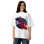 Oversize Cowboy Bebop Spike And Faye Red Katakana - Modelo femenina