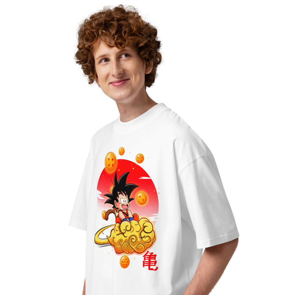 Oversize Dragon Ball Kid Goku Flying Nimbus - Modelo masculino lateral