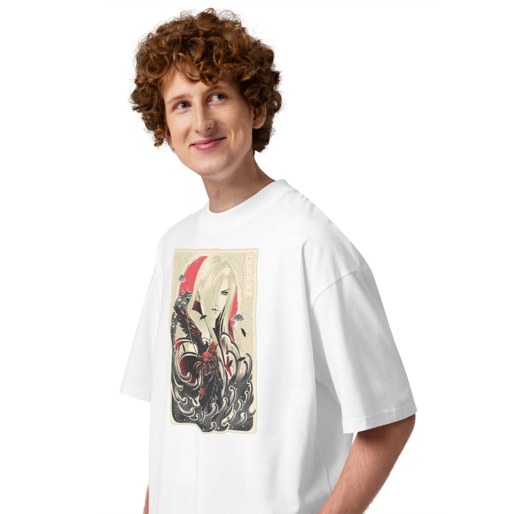 Oversize Great Wave Sephiroth Final Fantasy - Modelo masculino lateral