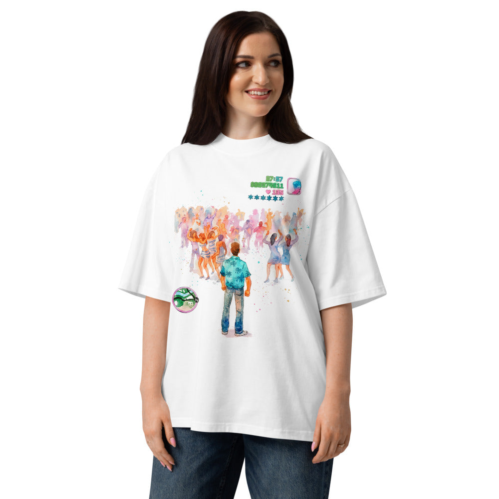 Oversize GTA Vice City Dance Floor Watercolor - Modelo femenina