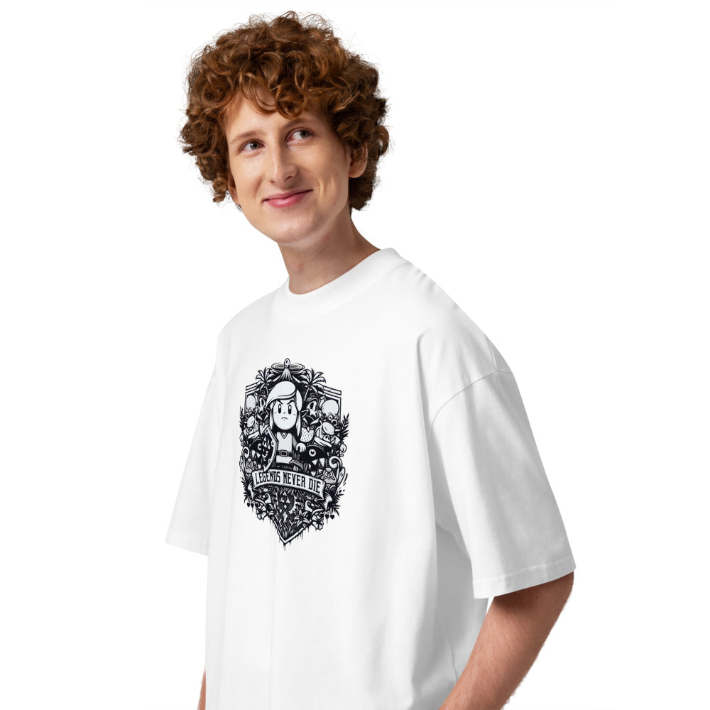 Oversize Legends Never Die Nintendo - Modelo masculino lateral
