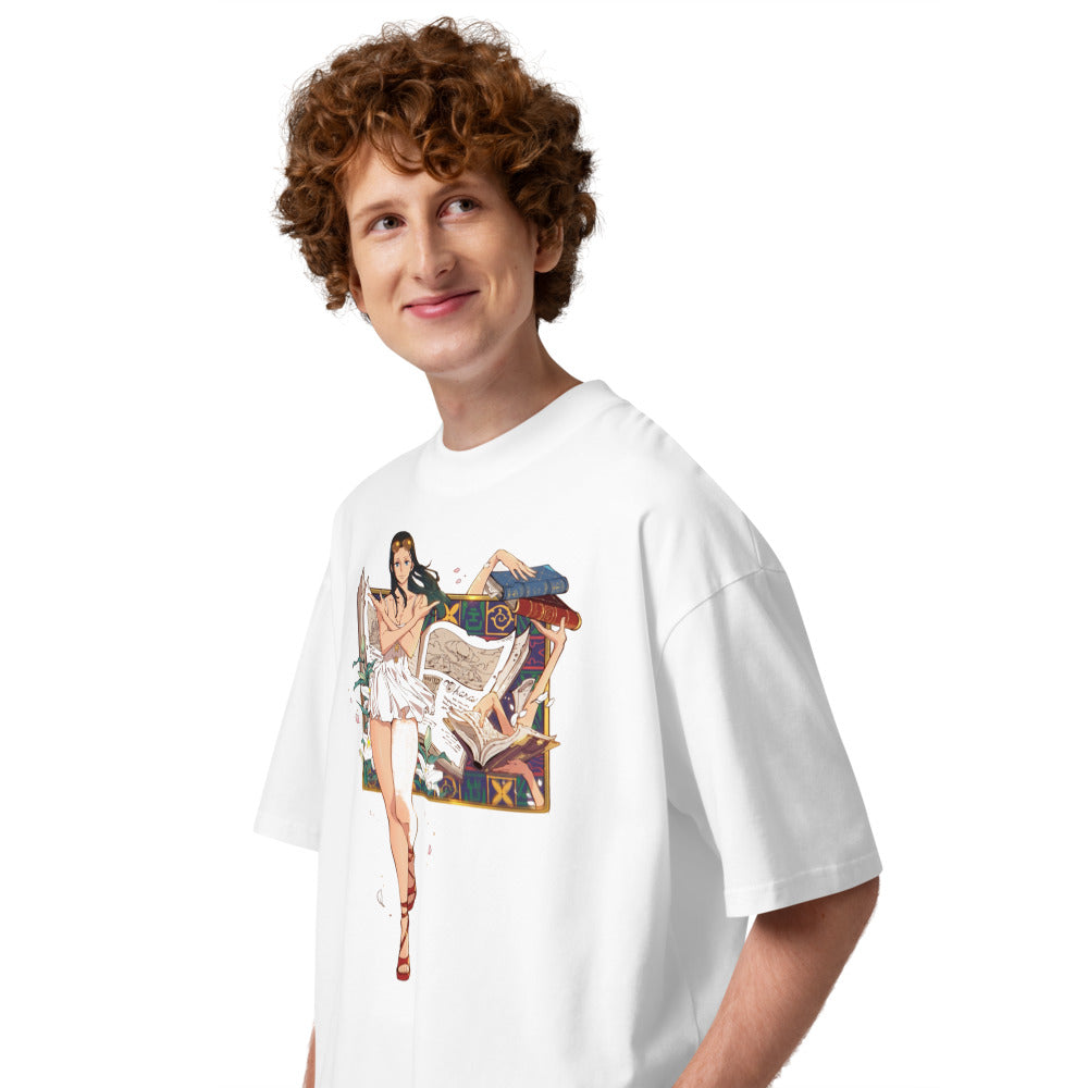 Oversize One Piece Nico Robin Ohara Books - Modelo masculino lateral