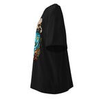 Oversize Blue Fanged Cat Crow And Roses - Lateral fantasma