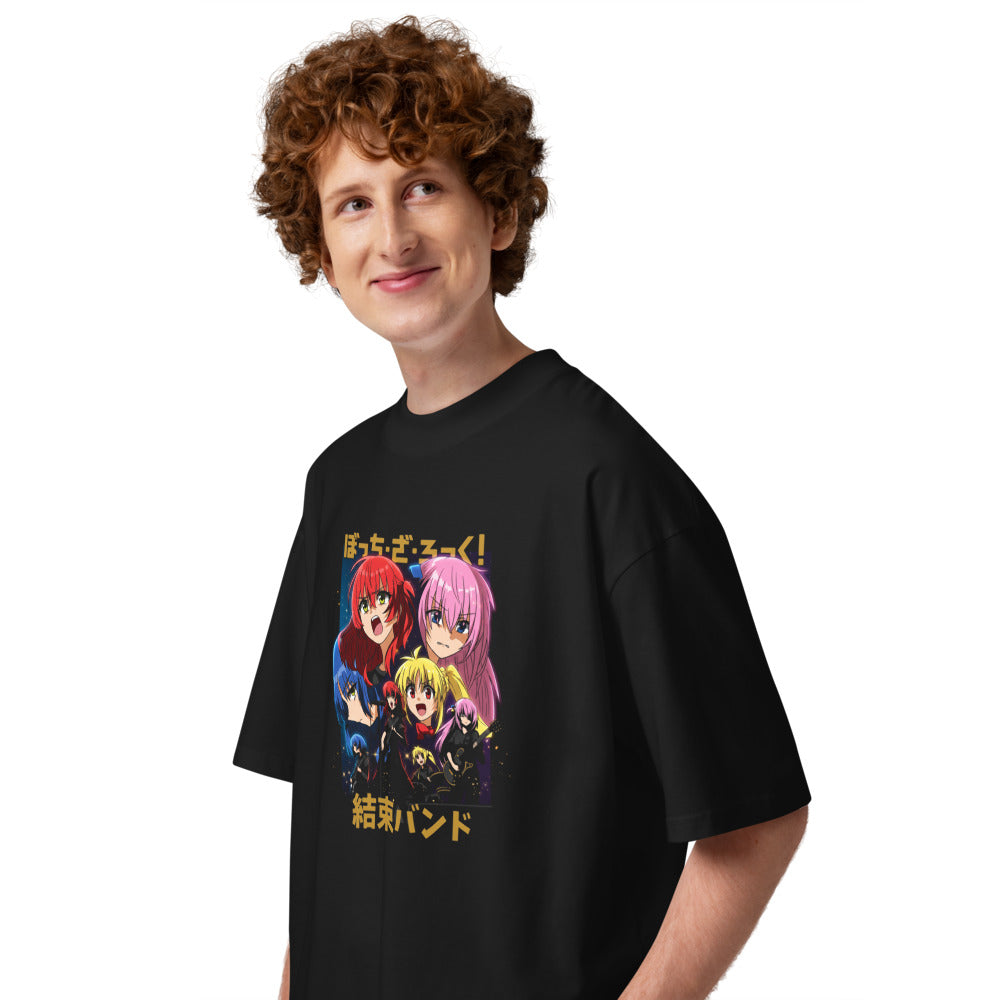Oversize Bocchi The Rock Kessoku Band Starry Stage - Modelo masculino lateral