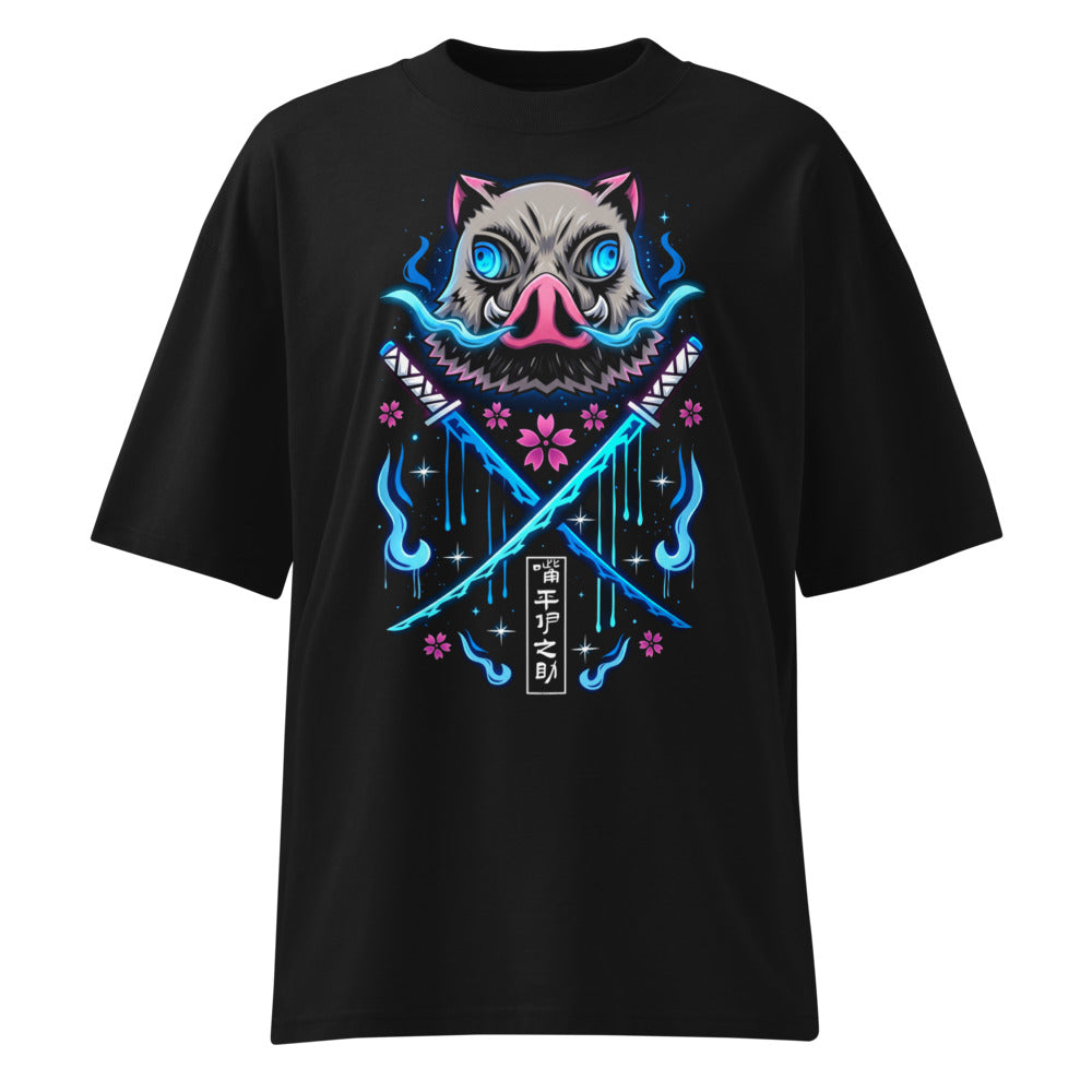 Oversize Demon Slayer Inosuke Boar Mask Blue Flames - Frente fantasma
