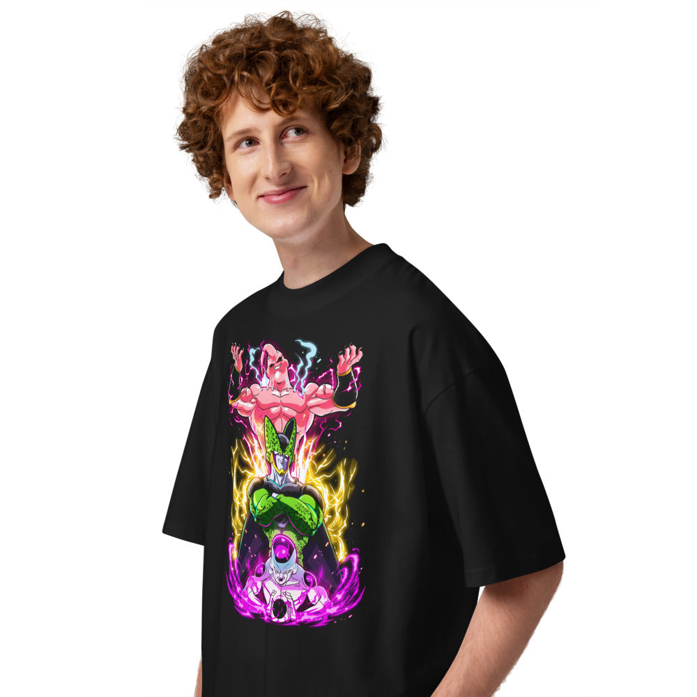 Oversize Dragon Ball Frieza Cell Buu Lightning Auras - Modelo masculino lateral