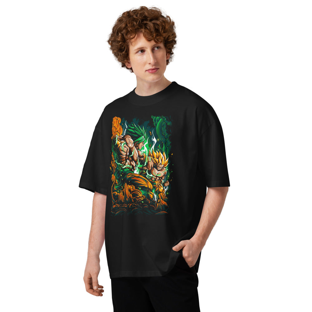 Oversize Dragon Ball Goku Vs Broly Green Aura - Modelo masculino
