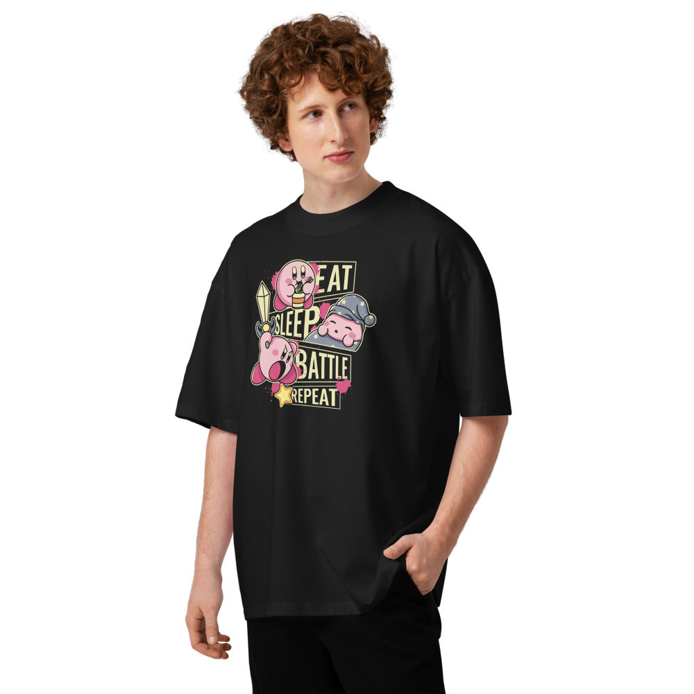 Oversize Eat, Sleep, Battle and Repeat Kirby - Modelo masculino