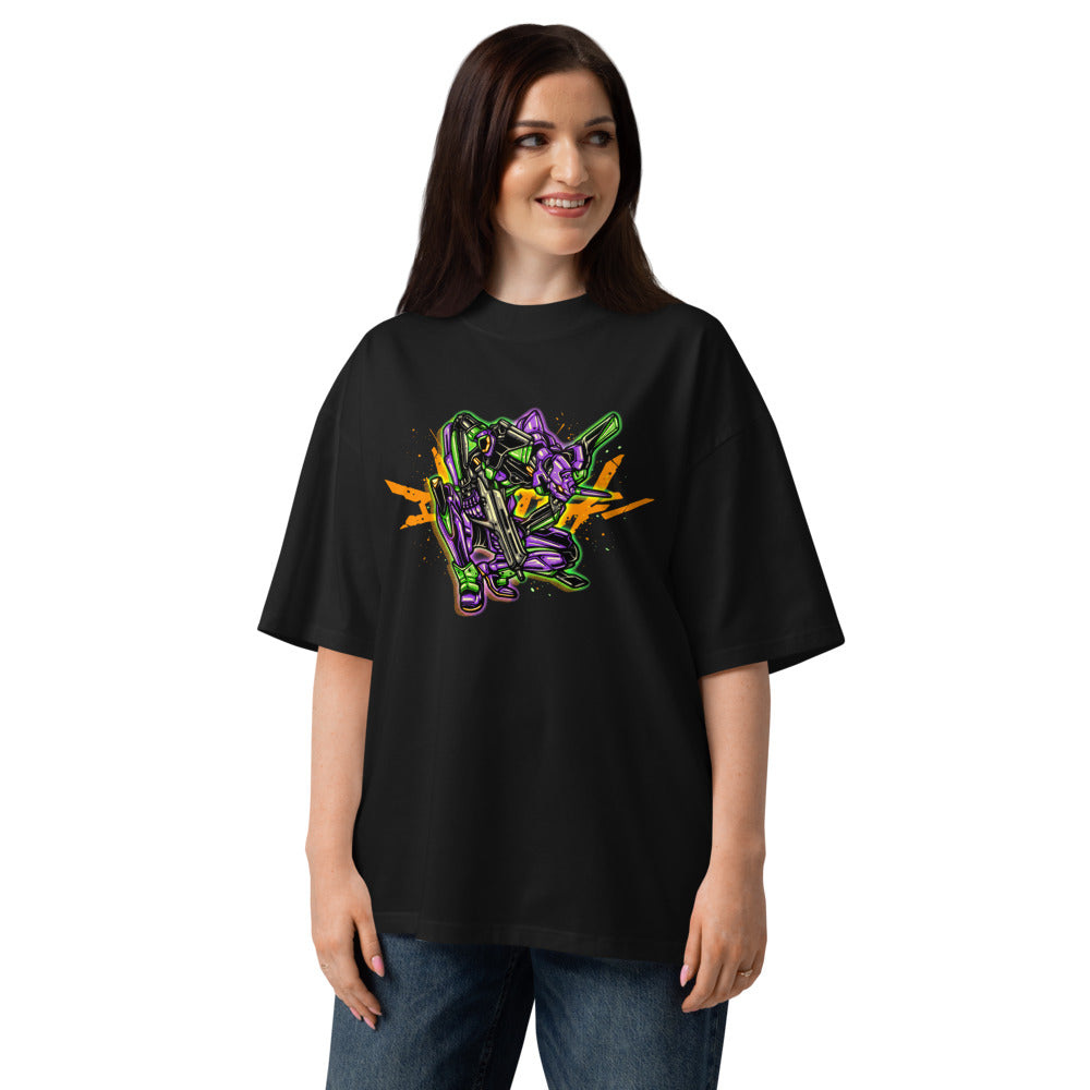 Oversize Evangelion Unit 01 Crouching Orange Splatter - Modelo femenina