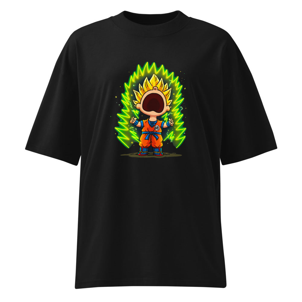Oversize Goku Super Saiyan Peanuts Scream Green Aura - Frente fantasma