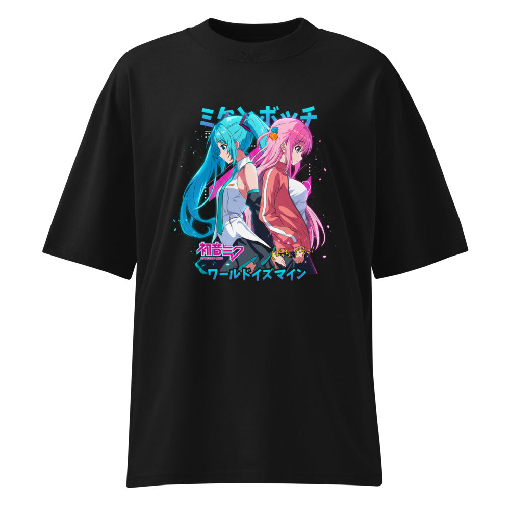 Oversize Hatsune Miku Bocchi Back To Back Neon - Frente fantasma