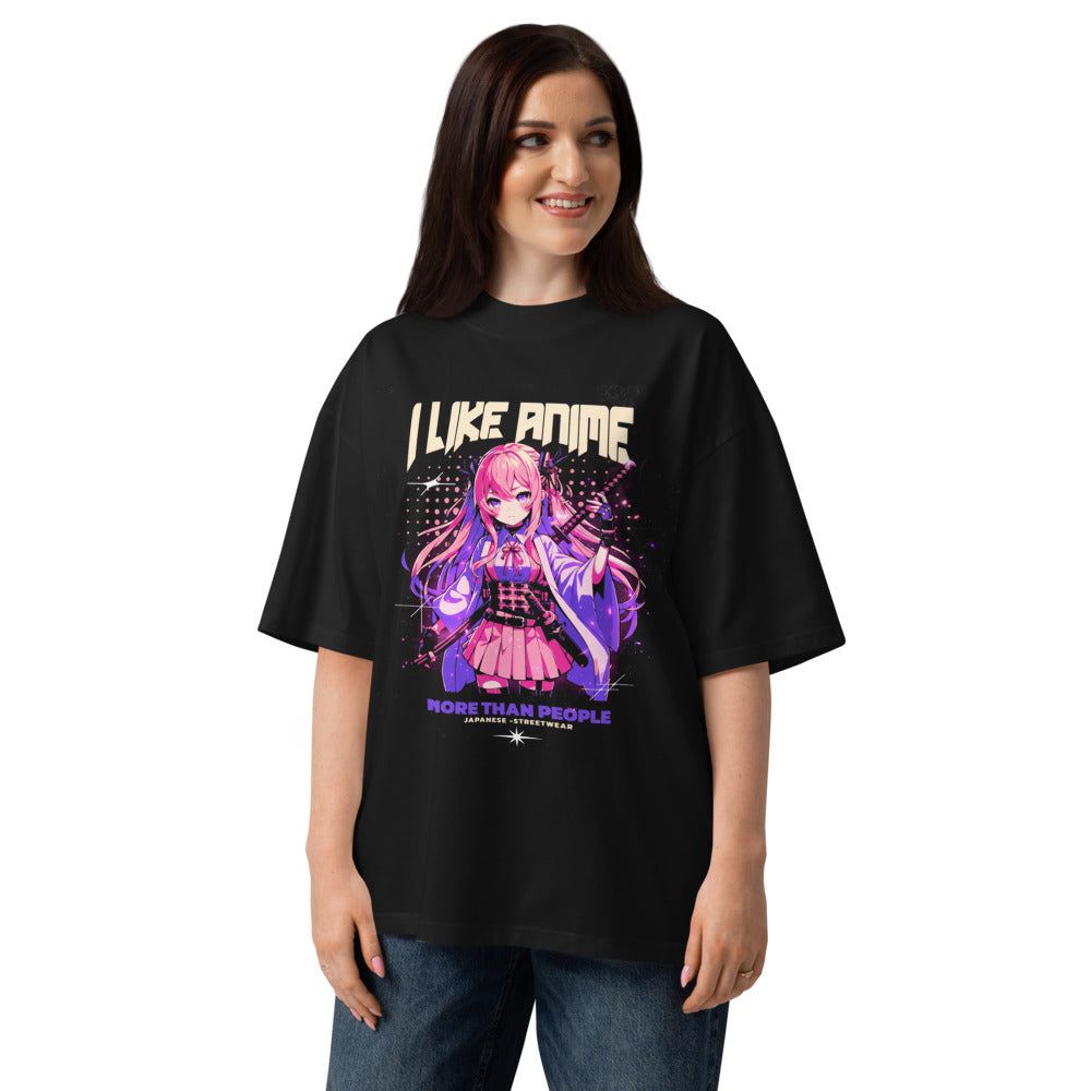 Oversize I Like Anime More Than People - Modelo femenina