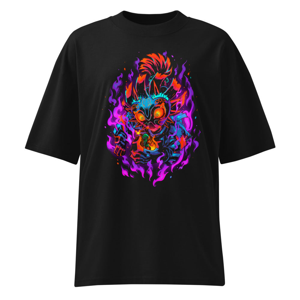 Oversize Majora's Mask Skull Kid Neon Purple Flames - Frente fantasma