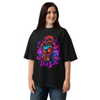 Oversize Majora's Mask Skull Kid Neon Purple Flames - Modelo femenina