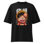Oversize One Piece Luffy Crying Swollen Lips Kanji - Frente fantasma