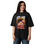Oversize One Piece Luffy Crying Swollen Lips Kanji - Modelo femenina