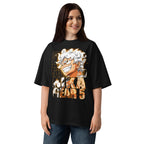 Oversize One Piece Luffy Gear 5 Nika Gold Typography - Modelo femenina