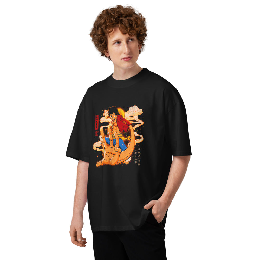 Oversize One Piece Luffy Giant Hand Captain Clouds - Modelo masculino