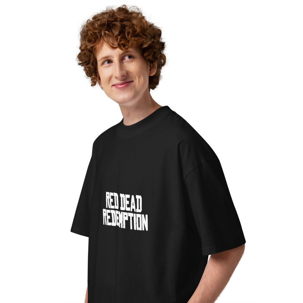 Oversize Red Dead Redemption Rockstar - Modelo masculino lateral