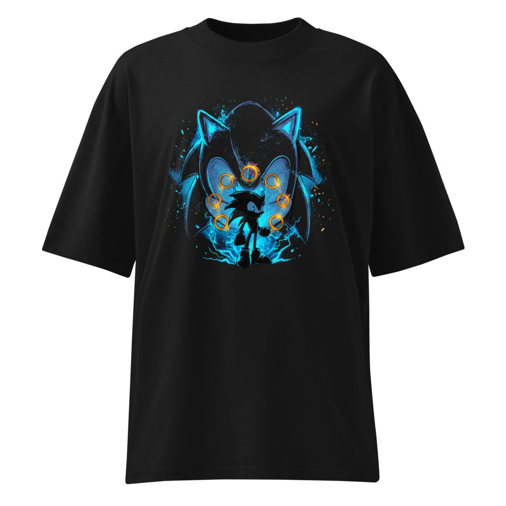 Oversize Sonic Giant Head Gold Rings Lightning - Frente fantasma