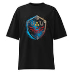 Oversize Zelda Hylian Shield Triforce Blue Brushstroke - Frente fantasma