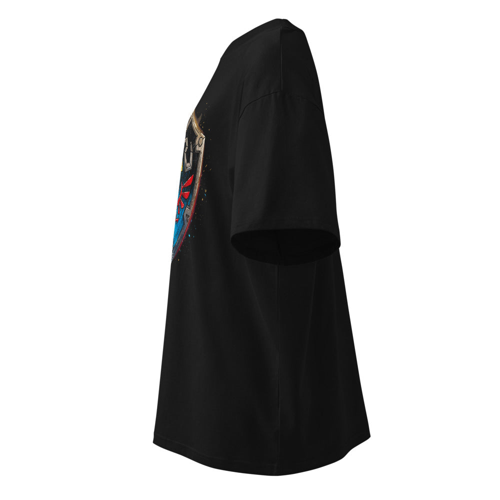 Oversize Zelda Hylian Shield Triforce Blue Brushstroke - Lateral fantasma